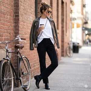 Vintage Punto Pelle Roma Black Suede Pants Real Leather High Waist‎ 29 90s Italy